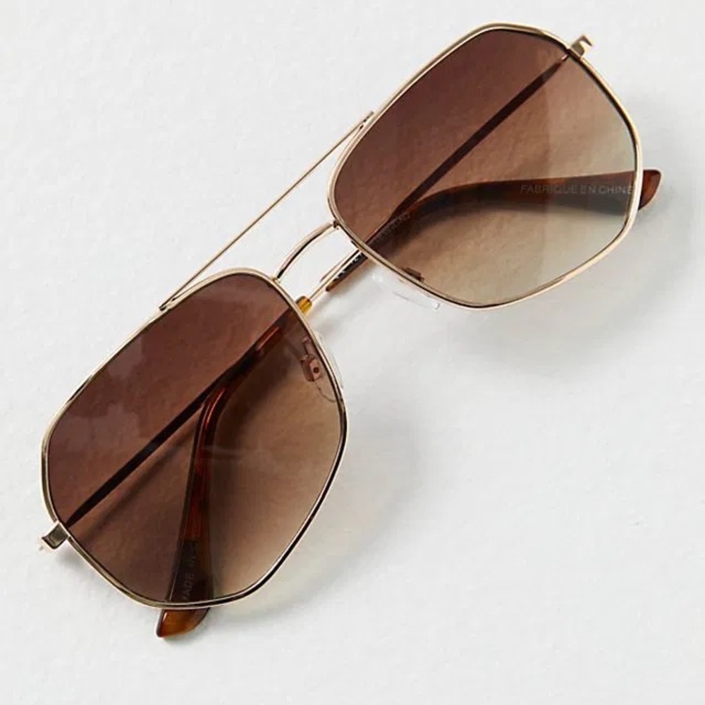 Free People Briston Stylish Brown Square Sunglasses